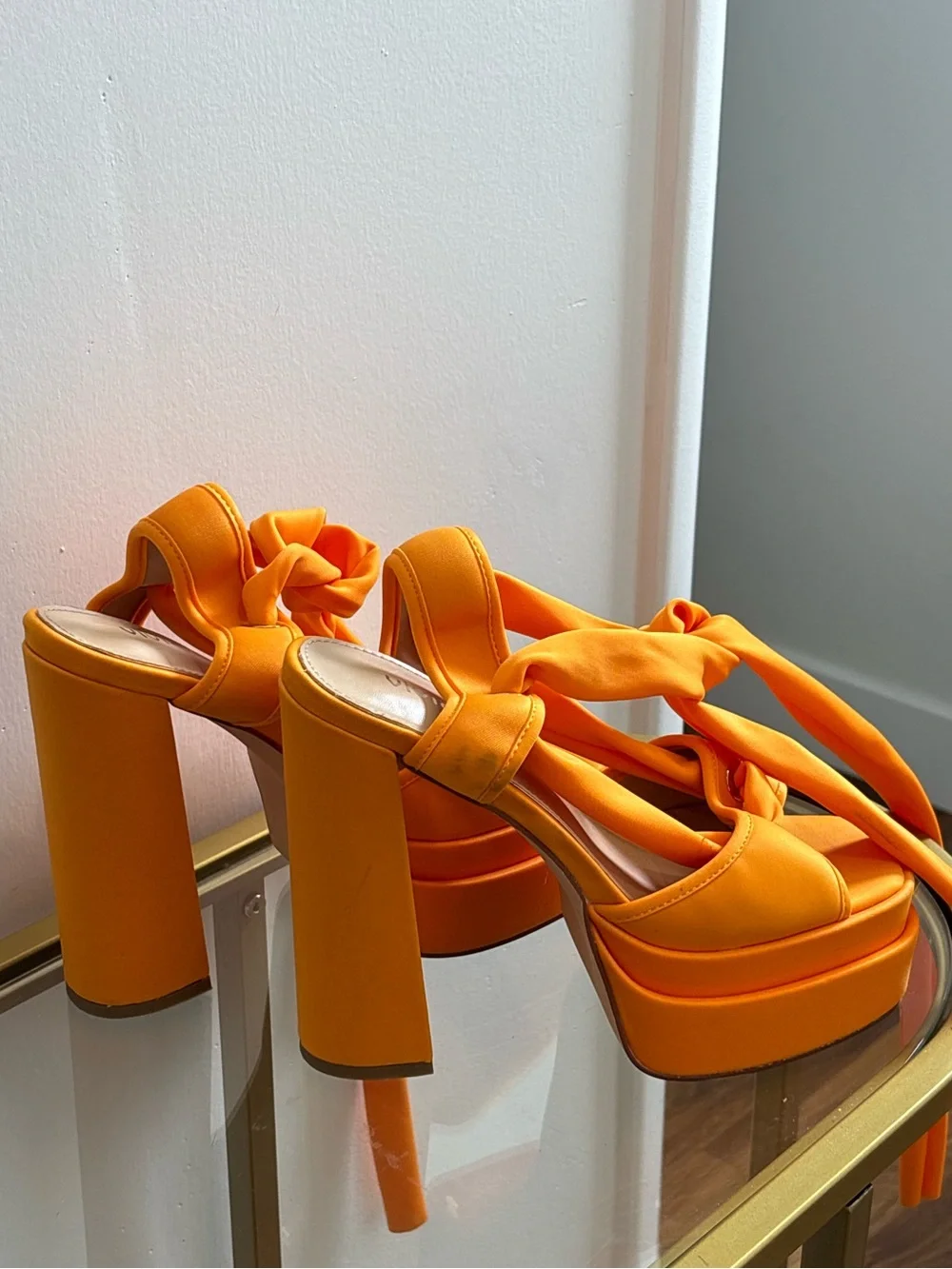 Vivianly Lace Up Platform Heeled Sandals